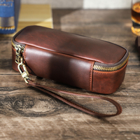 Sac pochette portable en cuir véritable personnalisé pour pipe à tabac étui de voyage pour pipe à tabac avec rangement pour accessoires CF5020