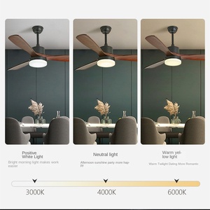 ไฟเพดานตกแต่งในร่มที่ทันสมัย52นิ้วใบพัดไม้จริงการควบคุมระยะไกลพัดลมติดเพดาน LED พร้อมไฟ - Product Image 4