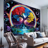 Tapisserie murale en polyester à motifs variés, facile à accrocher, décoration murale, impression HD, vente en gros, lavage à la main
