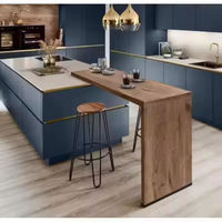 Vermonhouzz Armoire de cuisine encastrée moderne, ensemble complet avec bande lumineuse LED, design sans poignée, armoire de base