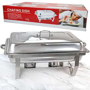 Réchaud de buffet rectangulaire épaissi à double bac en acier inoxydable, plat de cuisson professionnel, chauffe-plats, plat de service – Vente directe usine - Product Image 1