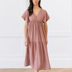 Vestido de Playa Casual de Verano para Mujer, Ligero, 100% Algodón, con Bordado Floral y Encaje Calado, Estilo Boardwalk Breeze - Product Image 1