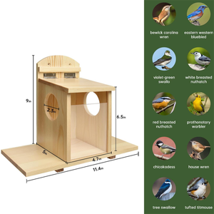 خشبى طبيعي معلق منزل طائر مع عمود لمشاهدة الحديقة - Product Image 2