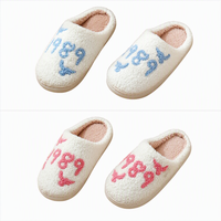 Chaussons d'hiver personnalisés en gros de haute qualité pour femmes, en forme de cœur, en fourrure arc-en-ciel, en tissu de coton respirant, pour l'intérieur
