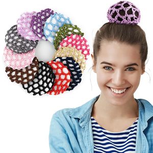 Venta al por mayor multicolor elástico <span class=keywords><strong>Ballet</strong></span> Bun Crochet hecho a mano Hairnet poliéster Hair Snood Net Hairnet accesorio - Product Image 2