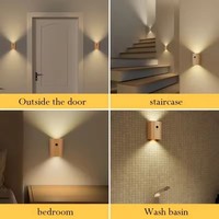 Détecteur de mouvement en bois veilleuses USB Rechargeable sans fil LED Induction applique chambre cuisine couloir escalier lumière