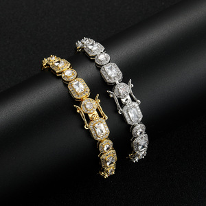Pulsera de tenis rectangular cuadrada de combinación libre, pulsera de hip-hop con incrustaciones de cobre y circonio. Moda Tanjing - Product Image 1