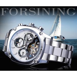 Montre mécanique pour homme Forsining, tourbillon, phase de lune, date, automatique, sport, acier inoxydable, montre-bracelet, Reloj Hombres - Product Image 2