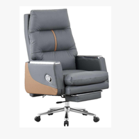 Chaise de bureau exécutive ergonomique moderne en cuir, pivotante, avec fonction massage, base chromée, structure en acier inoxydable, très vendue