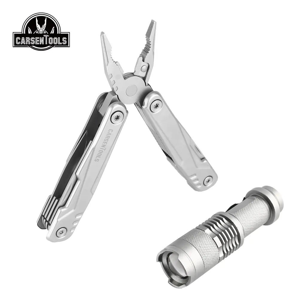 Set regalo Multitool di vendita calda con torcia a Led e custodia in nylon regalo di qualità Premium per coltello con pinze combinate natalizie