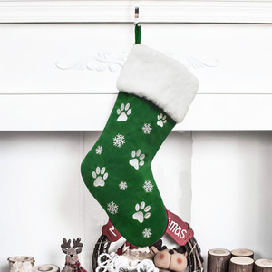 18 Inch Velvet <b>Dog</b> Paw Embroidered Pet Christmas Stocking for Xmas Tree Decorations Noel Gift <b>Socks</b> - Product Image 6