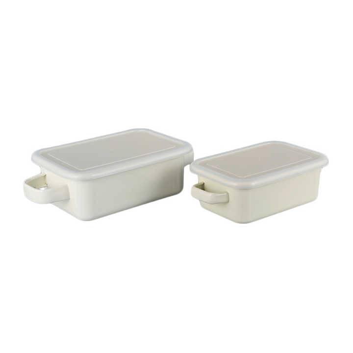 Square Thickened Enamel Sealed Box with Lid Leakproof Food Storage