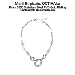 Collier de perles en acier inoxydable 316L avec placage or PVD, design de chaîne à maillons durable et résistant - Product Image 2
