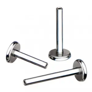 ASTM F136 G23 Titanium Threadless Labret Piercing Push Pin Jewelry CZ Lip Rings