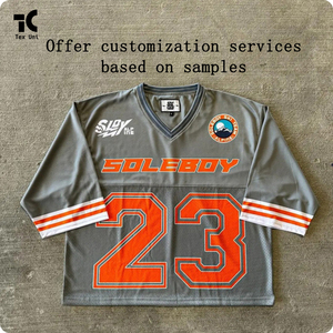 2025 nuevo estilo europeo y americano para hombres, Camiseta deportiva de manga corta con estampado de calle Hip Hop Y2k con cuello en V holgado - Product Image 3