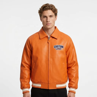 Abrigos Varsity Personalizados de Piel de Oveja, Talla Americana, Chaquetas de Cuero Genuino de Cordero Francés Natural de Alta Calidad, Soporte OEM