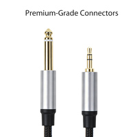 Câble adaptateur audio Yinyu AC062MB 3,5 mm vers 1/4 pouce TS, nylon tressé, stéréo vers mono pour amplificateur de guitare, mixeur
