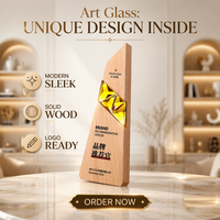 Trophées en cristal transparent en gros, trophées en bois avec logo personnalisé, trophées en bois