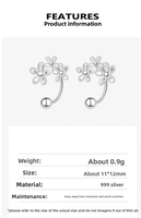 Boucles d'oreilles Ganku en argent pur S999 pour femmes, design mignon à trois petites fleurs, cadeaux de fête frais et doux