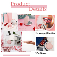 LED portable miroir de maquillage de poche double face haute définition alimenté par batterie pliable beauté manuel rond longue