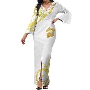 New Style Pacific Island Maxi Ladies <strong>Dress</strong> V-Neck Sexy Flare Sleeve Slim Fit Bodycon <strong>Dress</strong> <strong>Plus</strong> <strong>Size</strong> <strong>Dresses</strong> Women Lady Elegant - Product Image 4