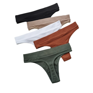 Women's Customizable Low-Rise <strong>Seamless</strong> T-back Fitness Panties Private Label Tangas With Letter On Crotch - Product Image 1
