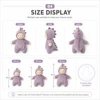 Peluche Bébé Dragon Mauve Adorable, Jouet en Peluche Personnalisé, Combinaison à Capuche Douce, Figurine Décorative, Faible MOQ, Fabricant OEM ODM