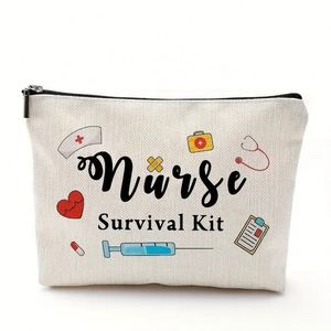 BSCI Factory Toiletry <b>Bag</b> Waterproof Pouch Cosmetic <b>Bag</b> bscl and Linen Letter Print <b>Nurse</b> <b>Bag</b> - Product Image 1