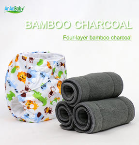 Inserts de couches lavables Ananbaby Soft à <span class=keywords><strong>4</strong></span> couches, absorbants et puissants, en charbon de bois naturel pour couches lavables à poche pour bébés - Product Image 6