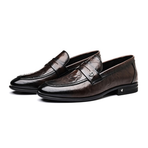 2026 Spring Men's Leather Shoes Formal Business <b>Slip</b> <b>On</b> Loafers High End Casual Wedding Shoes - Product Image 4