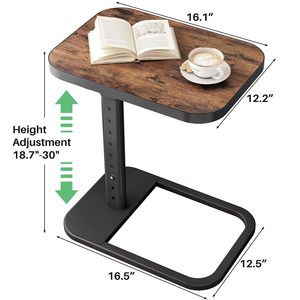 <span class=keywords><strong>Table</strong></span> de canapé TV réglable en hauteur avec plateau rabattable, coins arrondis en métal, <span class=keywords><strong>table</strong></span> à collation en forme de C, <span class=keywords><strong>table</strong></span> d'appoint pour manger ou poser un ordinateur portable - Product Image 2