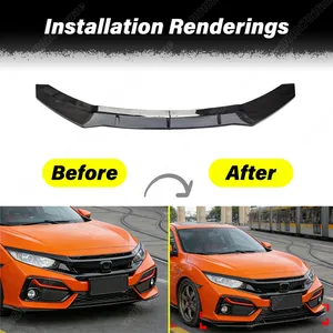 Kit de protection et de décoration pour lèvre inférieure de pare-chocs avant automobile pour modèles Hatchback 10e génération 2016 2017 2018 2019 2020 - Product Image 2