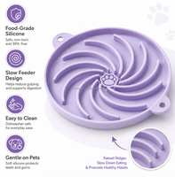 Tapis à lécher pour chien MoMoPaw, petite taille, 16 cm, en silicone, distributeur lent avec ventouses, design moderne, écologique, imperméable