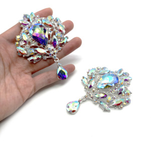 2025 nuevo diseño brillante cristal AB diamantes de imitación pedante broches para boda accesorios de vestido de novia - Product Image 5