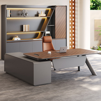 Bureau de direction personnalisé en L avec armoire pour immeuble de bureaux