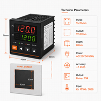 Contrôleur de température numérique PID industriel à réglage automatique K PT100 Sortie relais SSR IP65 Résolution 0,1°C Port série OEM Plastique