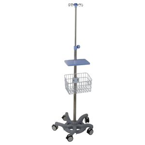 Thickened Stainless Steel Mobile Infusion Rack Height <b>Adjustable</b> Pump Tray Frame Blue Infusion Rod Support Hospital Use Advanced - Product Image 2