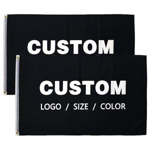 Factory Wholesale Premium Fabric Any Logo Any Design Any Size Black Custom <b>Flags</b> Banners - Product Image 5