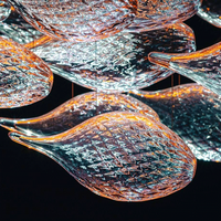 Lustre en verre soufflé à la main personnalisé, style moderne de luxe, luminaire suspendu LED pour bar, hôtel, hall, restaurant, salon
