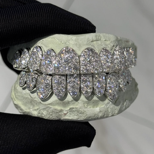 Personalizzato impeccabile <span class=keywords><strong>Grillz</strong></span> 8 on 8 Deep Perm Cut Vvs Moissanite Hip Hop <span class=keywords><strong>Grillz</strong></span> ghiacciato S925 18k oro bianco Moissanite denti <span class=keywords><strong>Grillz</strong></span> - Product Image 2