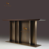 Table d'entrée minimaliste pour couloir d'hôtel, style luxe léger, en bronze antique et acier inoxydable, à poser contre le mur