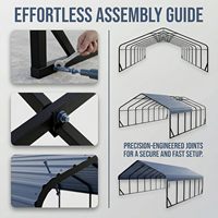 Garage portable en métal de 20x30 pieds |   Structure de toit en acier galvanisé robuste, imperméable, protection UV, design moderne