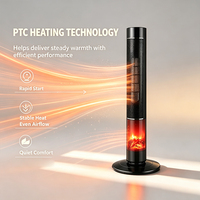 Chauffage sur pied avec télécommande, effet flamme, chauffage rapide, ventilateur PTC vertical intelligent