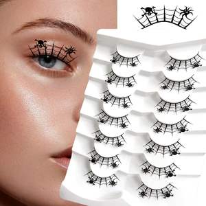 Ciglia Finte Sintetiche Halloween Troublemaker One Piece, Trucco per Carnevale e Palcoscenico, Design Ragnatela, 25mm 3D Colorate - Product Image 2