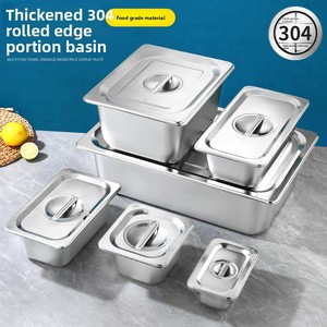 Wadah Penyimpanan Makanan Persegi Panjang GN Pan Stainless Steel 304 Grosir Dengan Tutup Berbagai Ukuran untuk Katering - Product Image 2