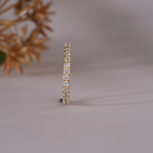 Bague éternelle en or jaune avec diamant rond pour femme, fine, classique, pour mariage, anniversaire, élégante, bijoux fins - Product Image 6