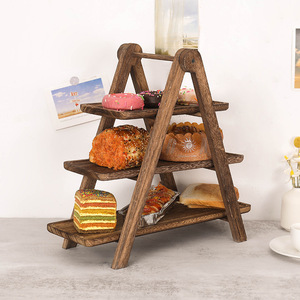 Cake rack, <b>kitchen</b> and hotel food tiered display rack, succulent and toy display rack, custom-made wooden three-tier <b>storage</b> - Product Image 3