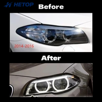 Faros Delanteros HETOP F10 2010-2017, Doble Color, Serie Ikon 5, Luces Delanteras LED Amarillas y Blancas con Lente Láser, Plug and Play para BMW