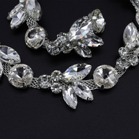 Cadena de diamantes de imitación de cristal de 1 yarda, piedras de cristal transparente, adornos nupciales, cadena de copa de ojo de caballo para vestido