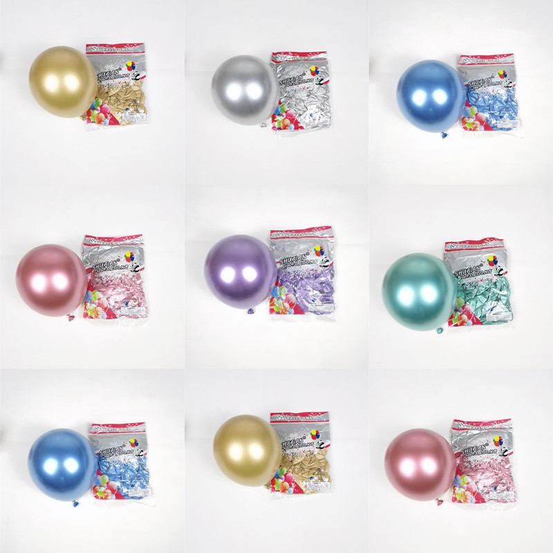 Amazon hot sale 10 inch metal color latex balloons wedding party decoration metal chrome color balloons